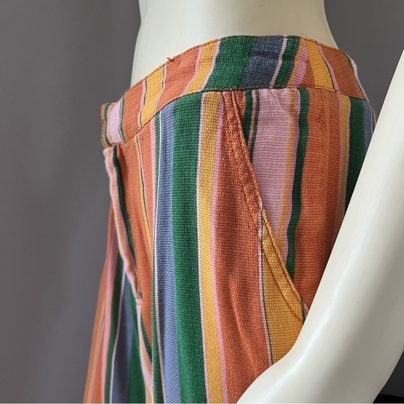 Free People Anthropologie Women’s Boho Striped Pants Orange Green Pink Blue 4 - Picture 9 of 13